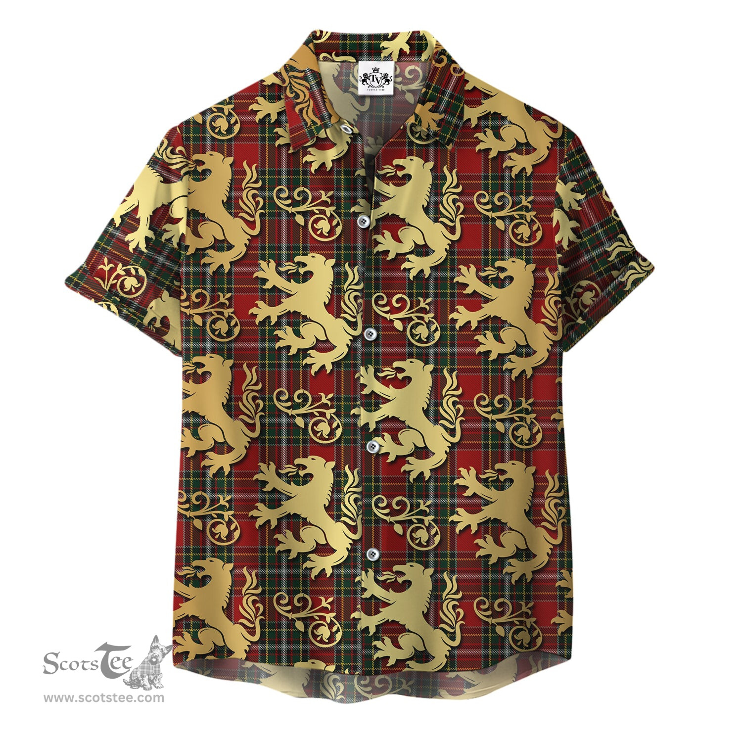 ScotsTee Shop Scottish Gillespie Clan Tartan Lion Rampant Hawaiian Shirt