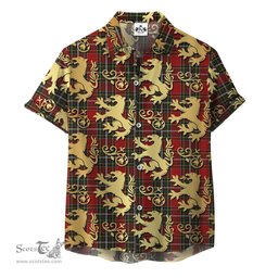 ScotsTee Shop Scottish Gillespie Clan Tartan Lion Rampant Hawaiian Shirt