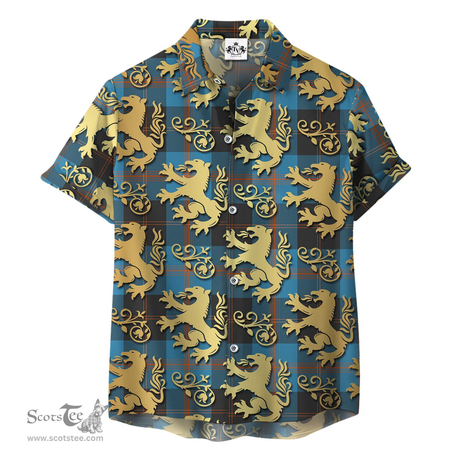 ScotsTee Shop Scottish Horsburgh Clan Tartan Lion Rampant Hawaiian Shirt