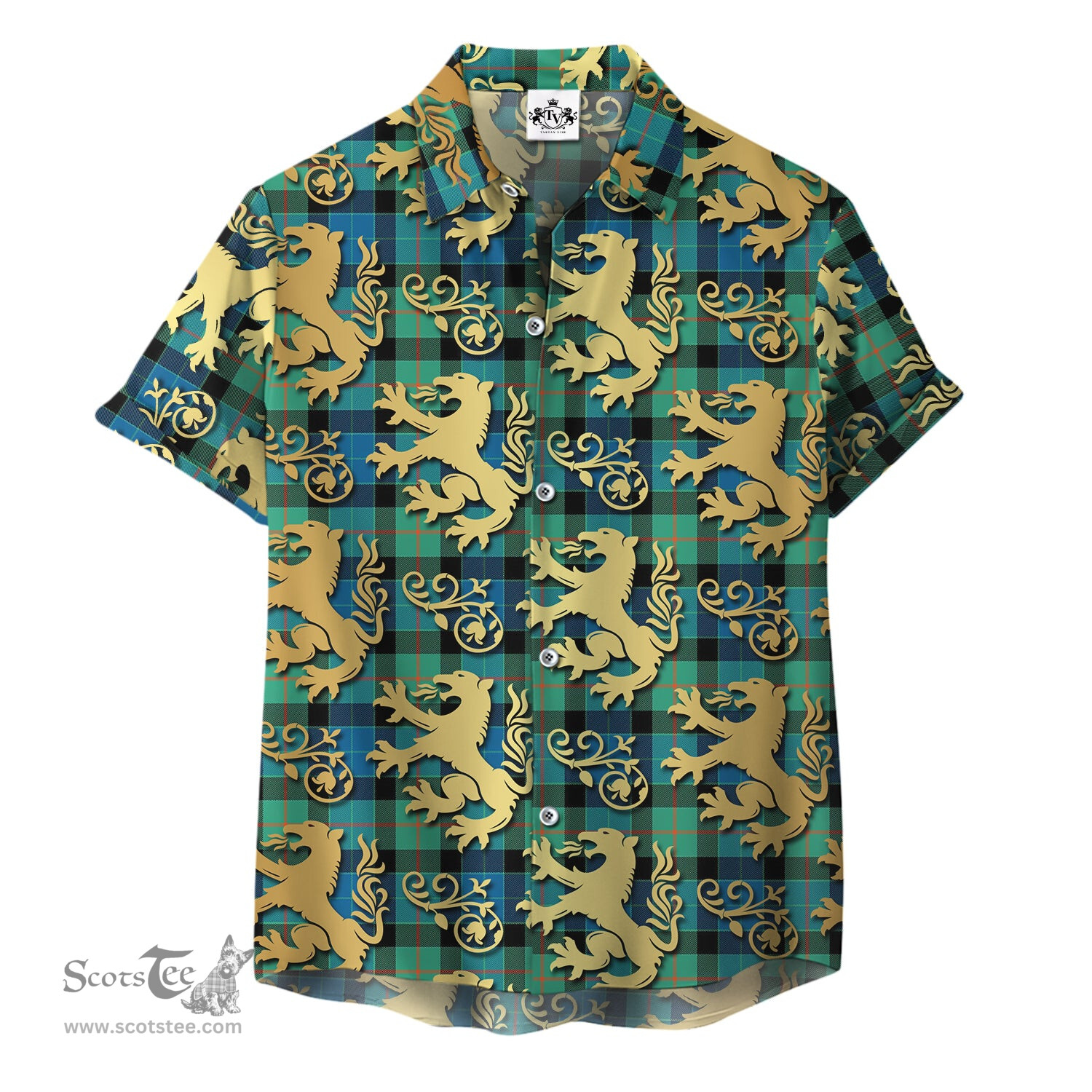ScotsTee Shop Scottish Gunn Ancient Clan Tartan Lion Rampant Hawaiian Shirt