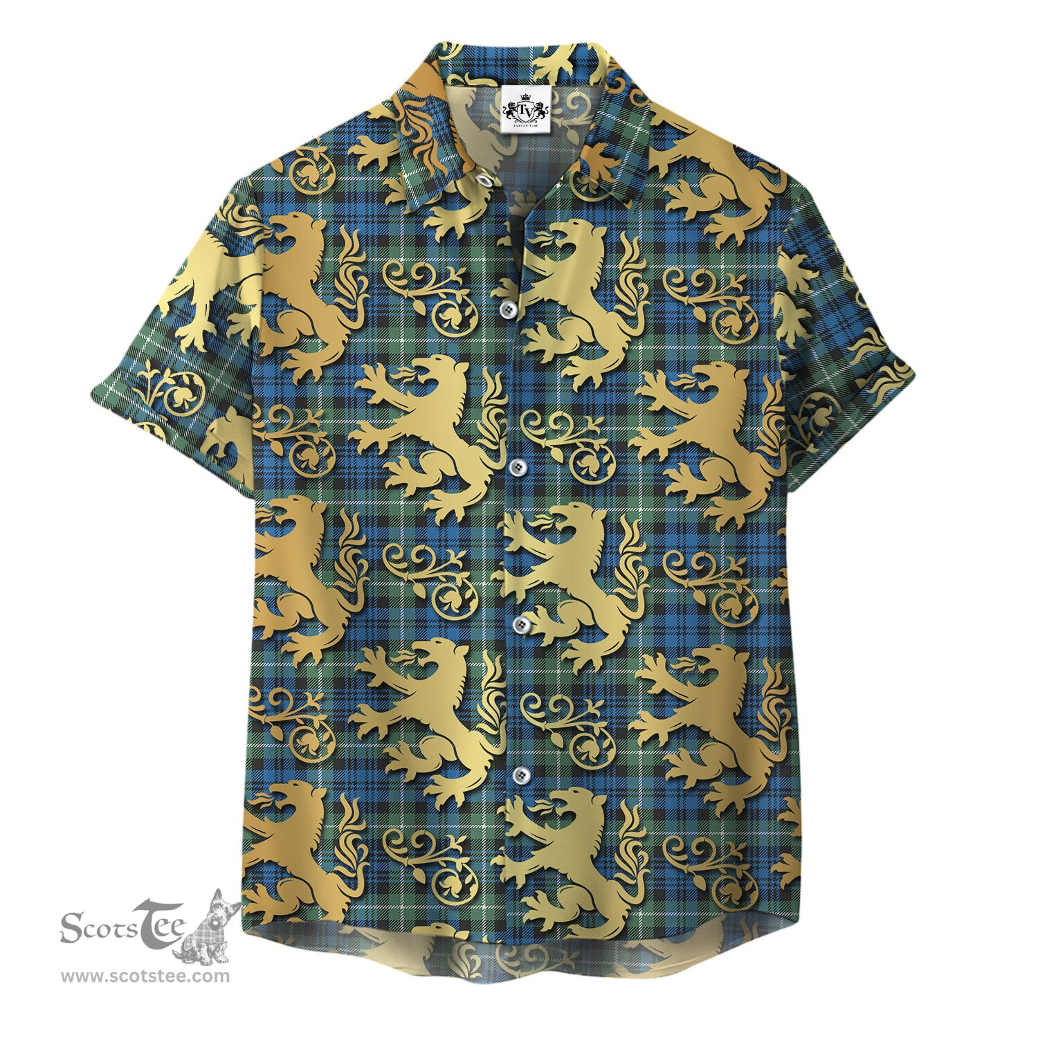 ScotsTee Shop Scottish Lamont Ancient Clan Tartan Lion Rampant Hawaiian Shirt