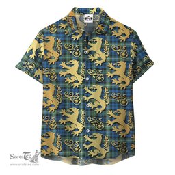ScotsTee Shop Scottish Lamont Ancient Clan Tartan Lion Rampant Hawaiian Shirt