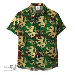 ScotsTee Shop Scottish Halkerston Clan Tartan Lion Rampant Hawaiian Shirt