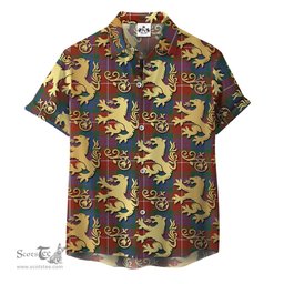 ScotsTee Shop Scottish Fraser Ancient Clan Tartan Lion Rampant Hawaiian Shirt