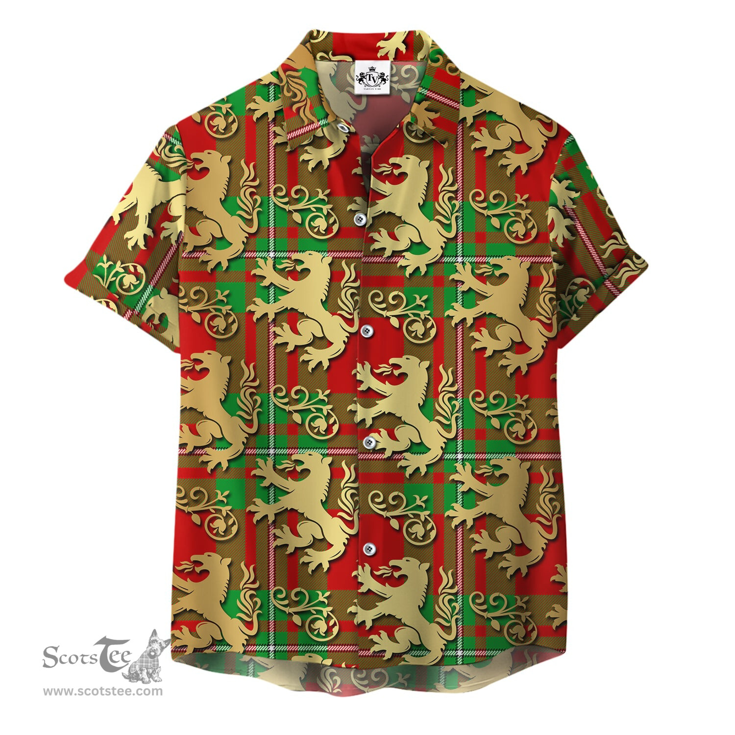 ScotsTee Shop Scottish Grierson Clan Tartan Lion Rampant Hawaiian Shirt