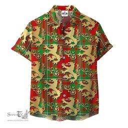 ScotsTee Shop Scottish Grierson Clan Tartan Lion Rampant Hawaiian Shirt