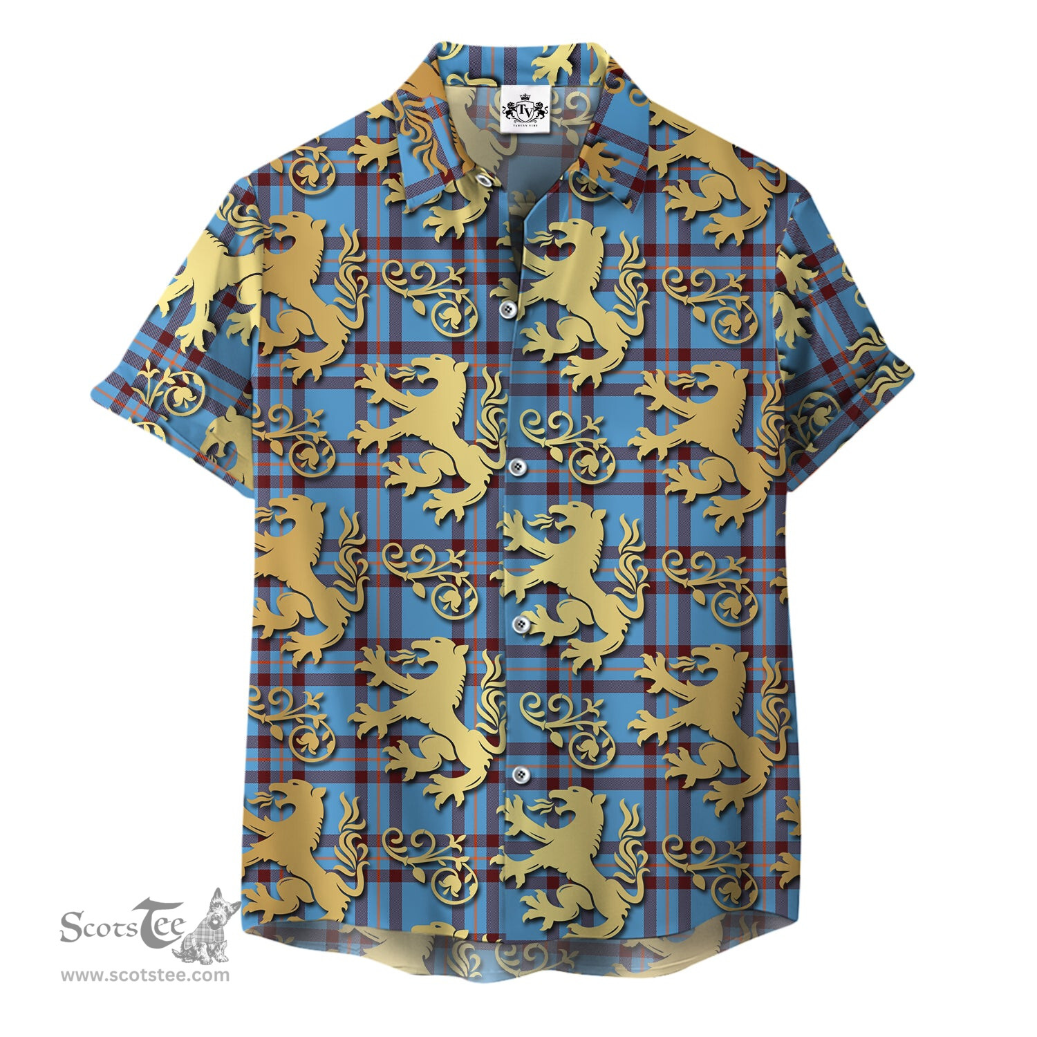 ScotsTee Shop Scottish Elliot Ancient Clan Tartan Lion Rampant Hawaiian Shirt