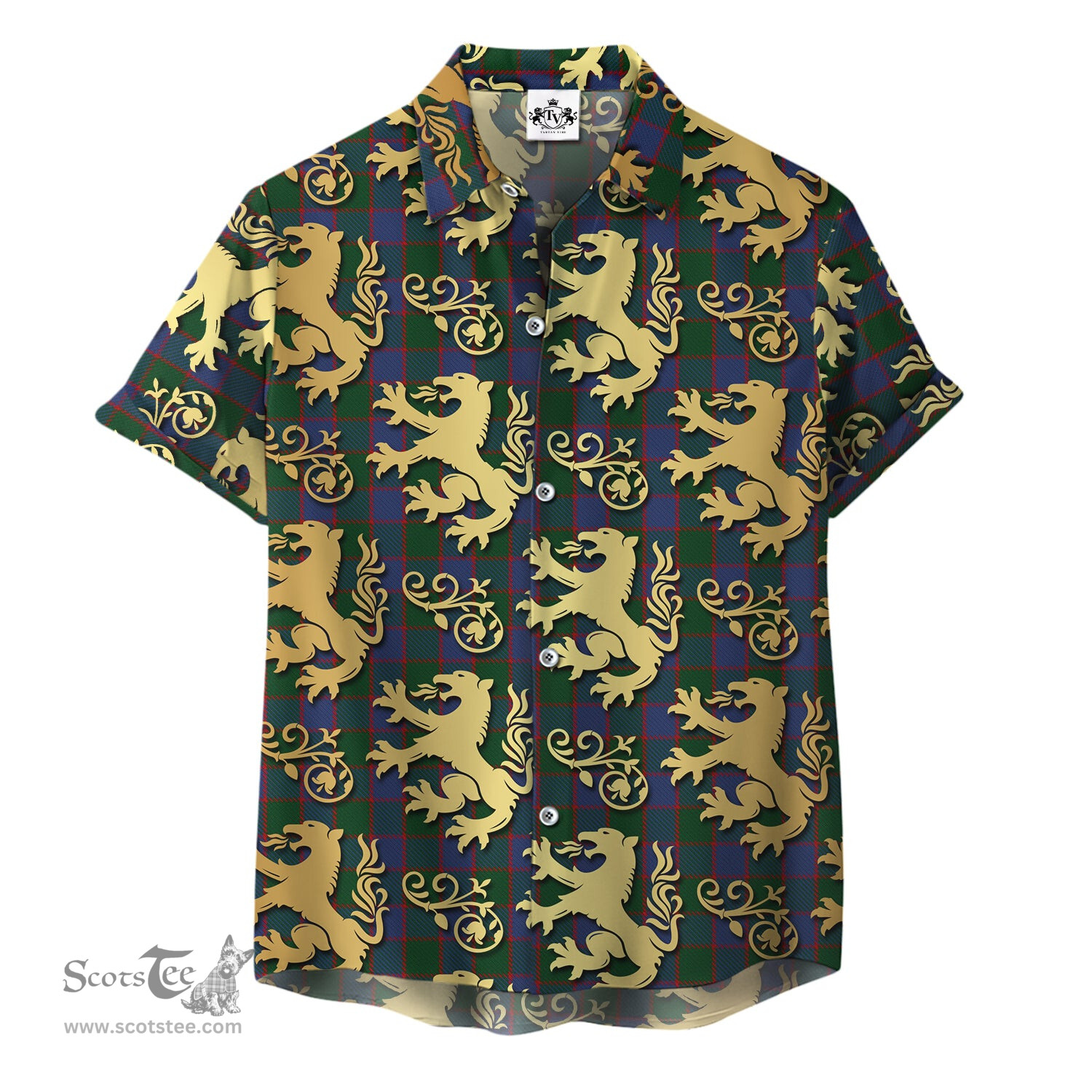 ScotsTee Shop Scottish Ferguson Old Clan Tartan Lion Rampant Hawaiian Shirt