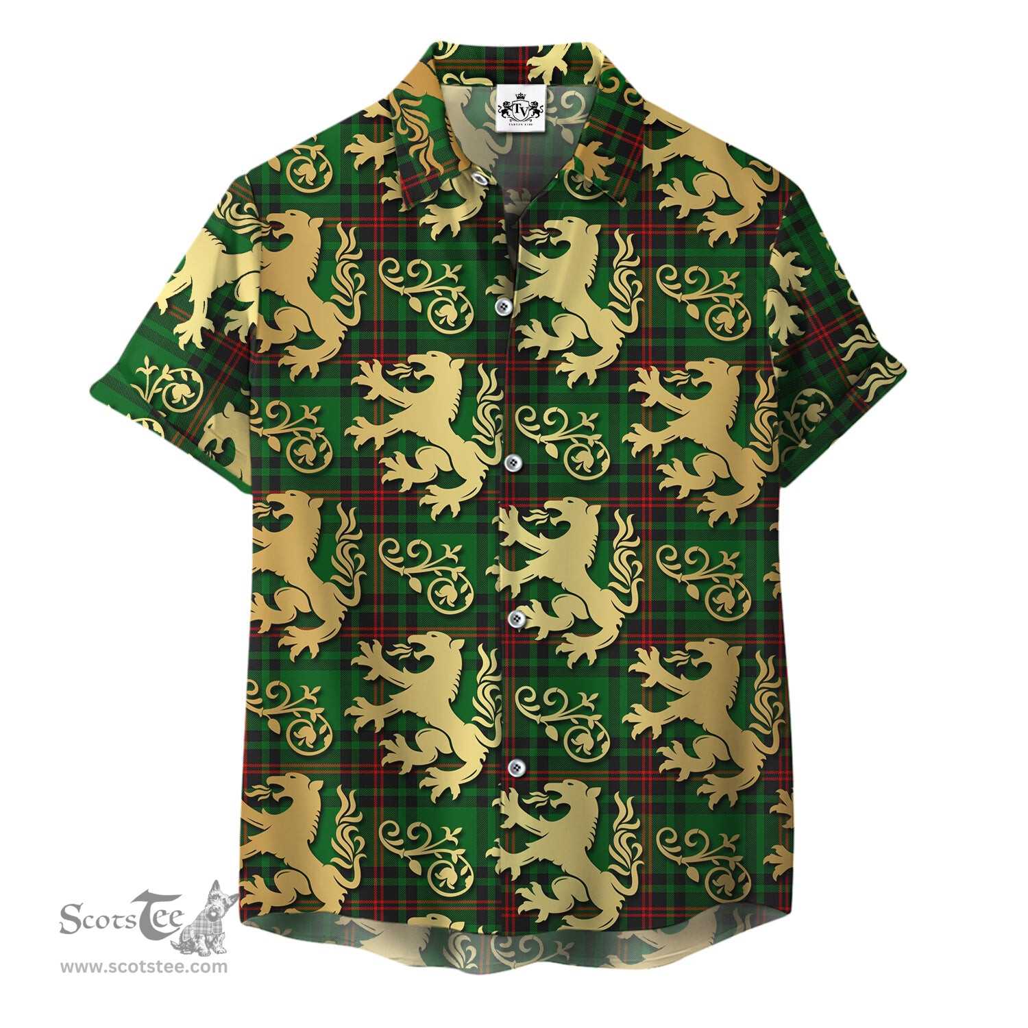 ScotsTee Shop Scottish Kirkcaldy Clan Tartan Lion Rampant Hawaiian Shirt