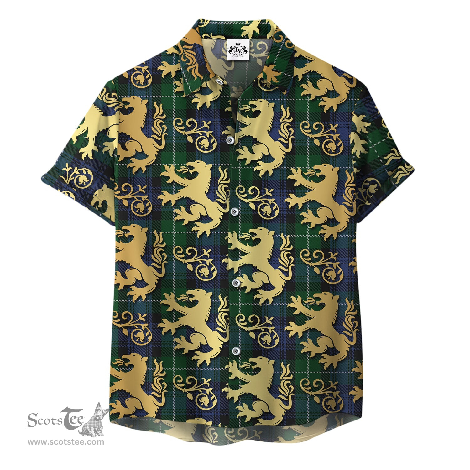 ScotsTee Shop Scottish Lamont 2 Clan Tartan Lion Rampant Hawaiian Shirt
