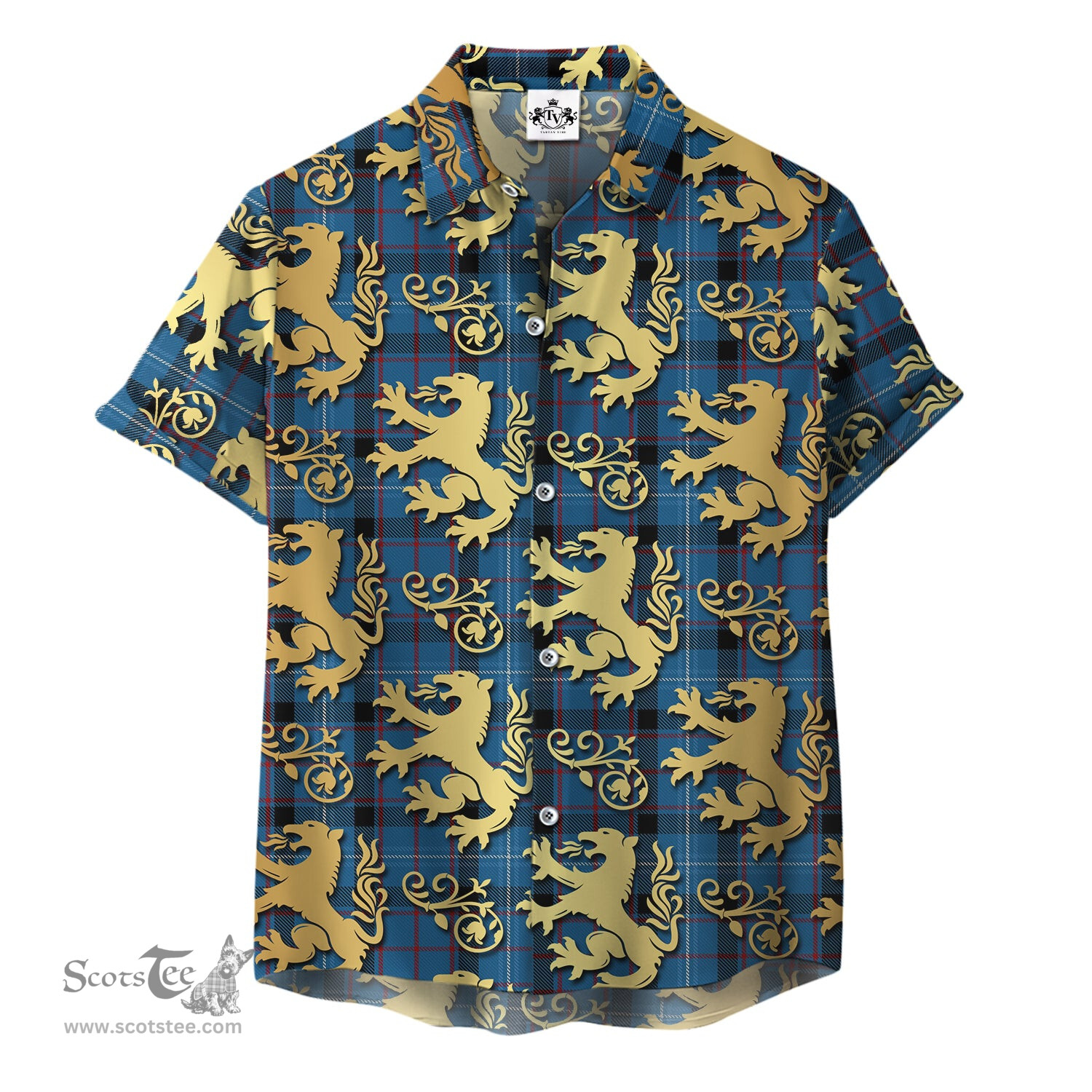 ScotsTee Shop Scottish Fitzgerald Family Clan Tartan Lion Rampant Hawaiian Shirt