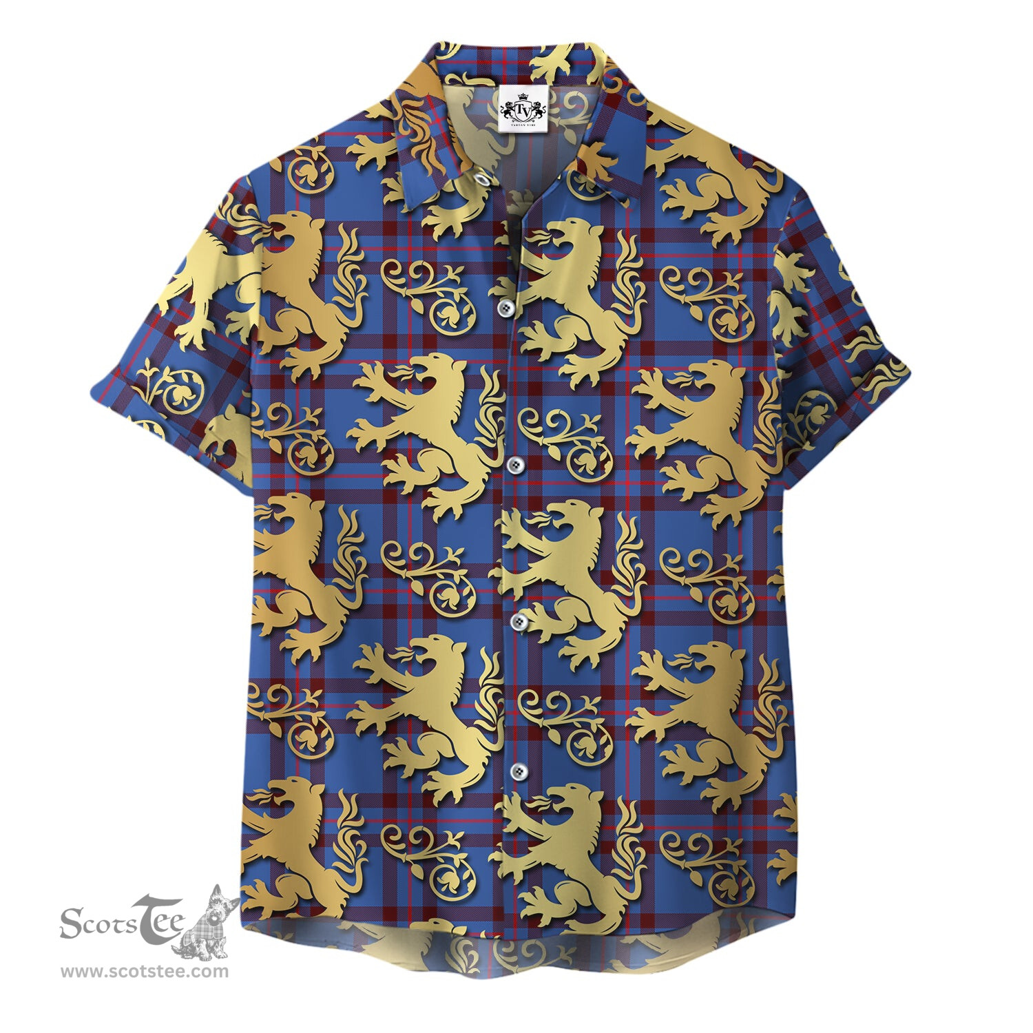 ScotsTee Shop Scottish Elliot Modern Clan Tartan Lion Rampant Hawaiian Shirt
