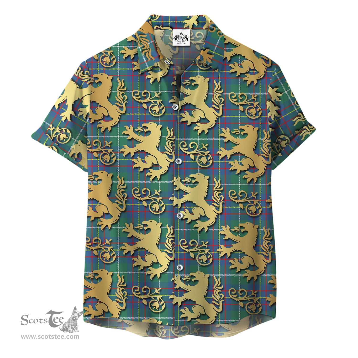 ScotsTee Shop Scottish Inglis Ancient Clan Tartan Lion Rampant Hawaiian Shirt