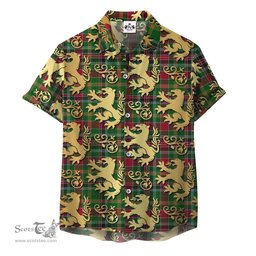 ScotsTee Shop Scottish Hunter Wilsons Clan Tartan Lion Rampant Hawaiian Shirt