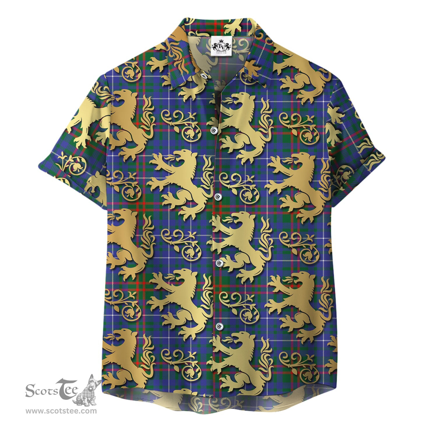 ScotsTee Shop Scottish Edmonstone Clan Tartan Lion Rampant Hawaiian Shirt