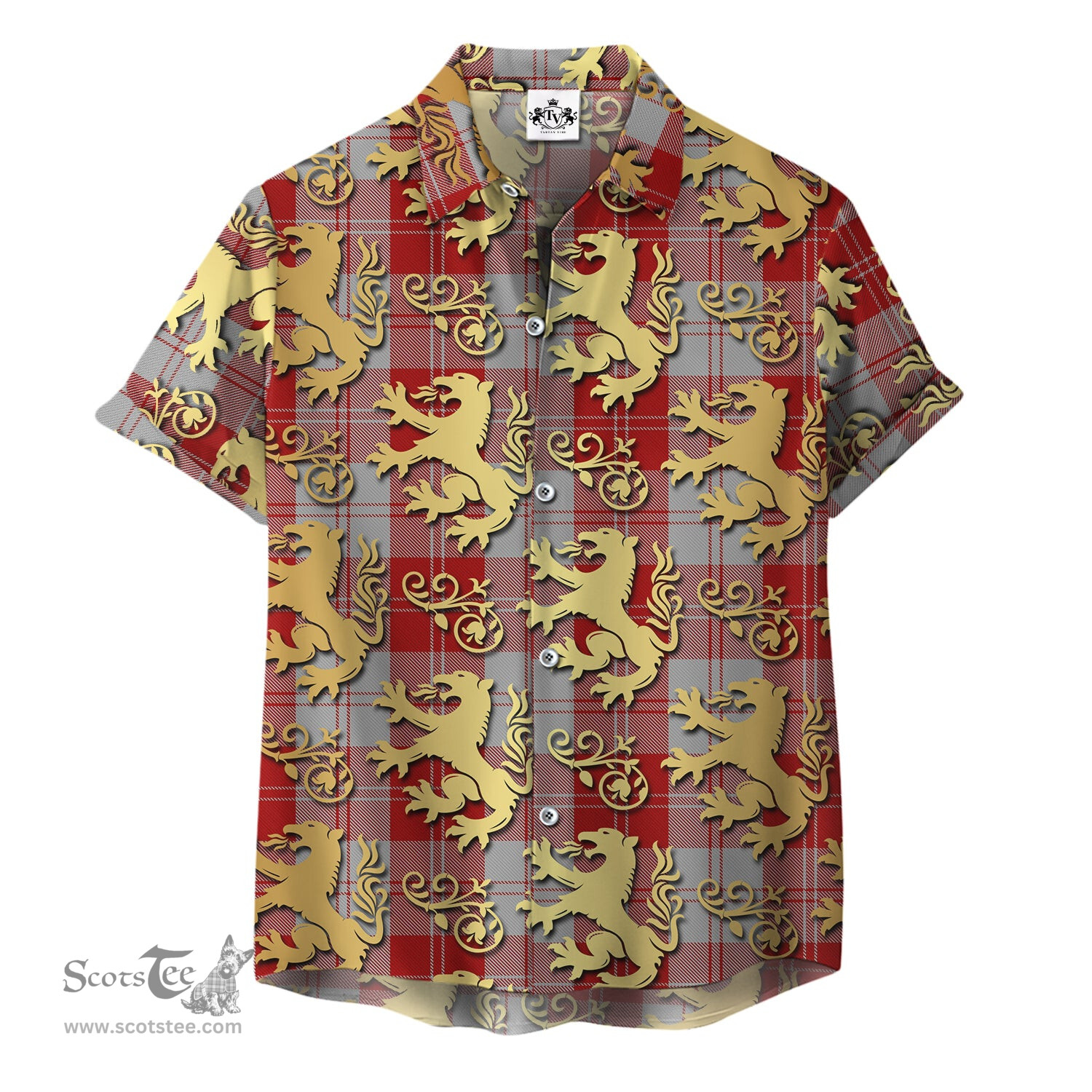 ScotsTee Shop Scottish Erskine Red Clan Tartan Lion Rampant Hawaiian Shirt