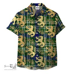 ScotsTee Shop Scottish Learmonth Clan Tartan Lion Rampant Hawaiian Shirt