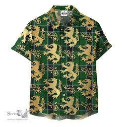 ScotsTee Shop Scottish Innes Hunting Clan Tartan Lion Rampant Hawaiian Shirt