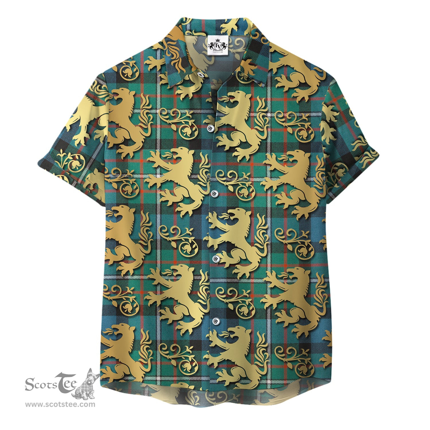ScotsTee Shop Scottish Ferguson Ancient Clan Tartan Lion Rampant Hawaiian Shirt