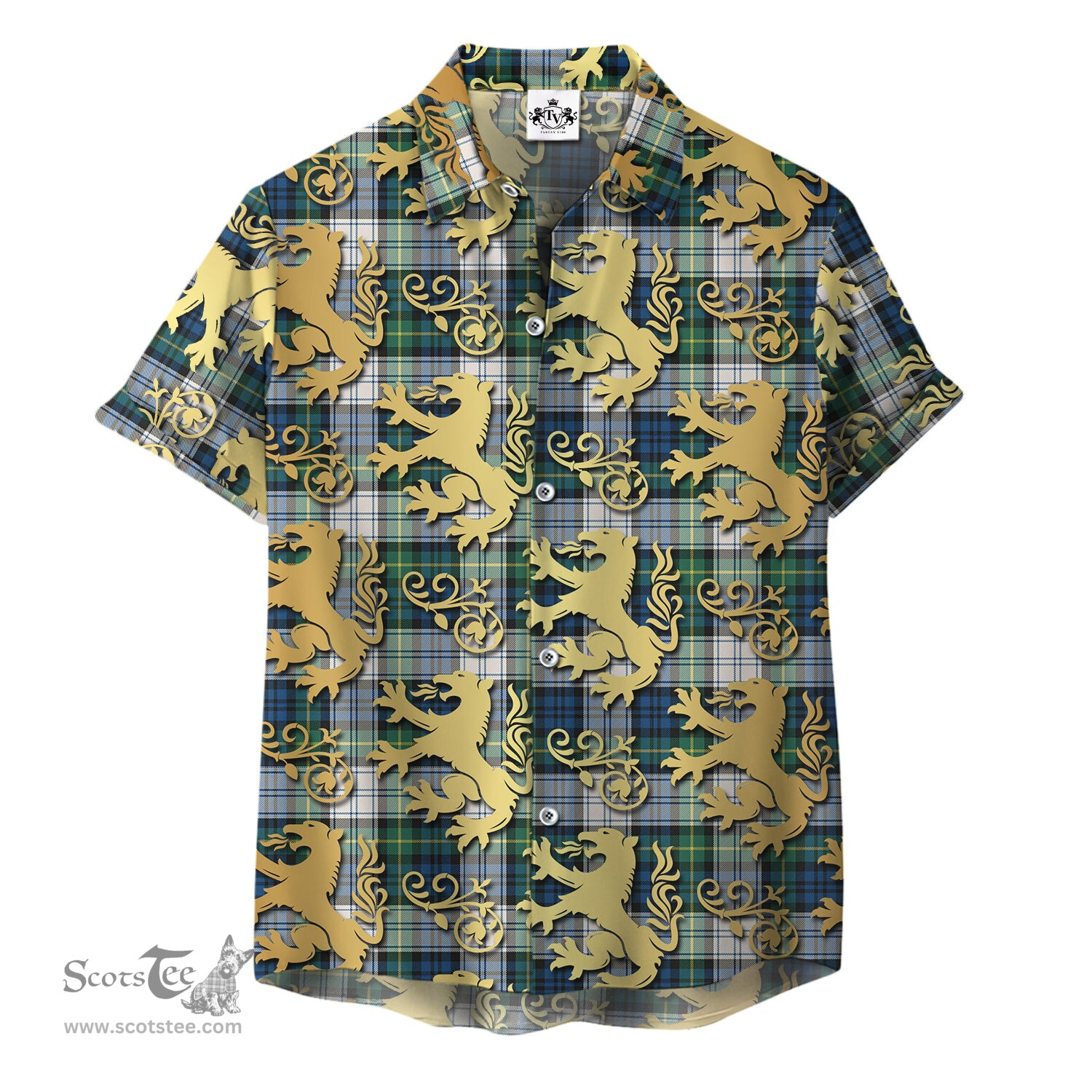 ScotsTee Shop Scottish Gordon Dress Ancient Clan Tartan Lion Rampant Hawaiian Shirt