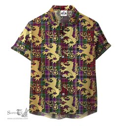 ScotsTee Shop Scottish Gordon Red 02 Clan Tartan Lion Rampant Hawaiian Shirt