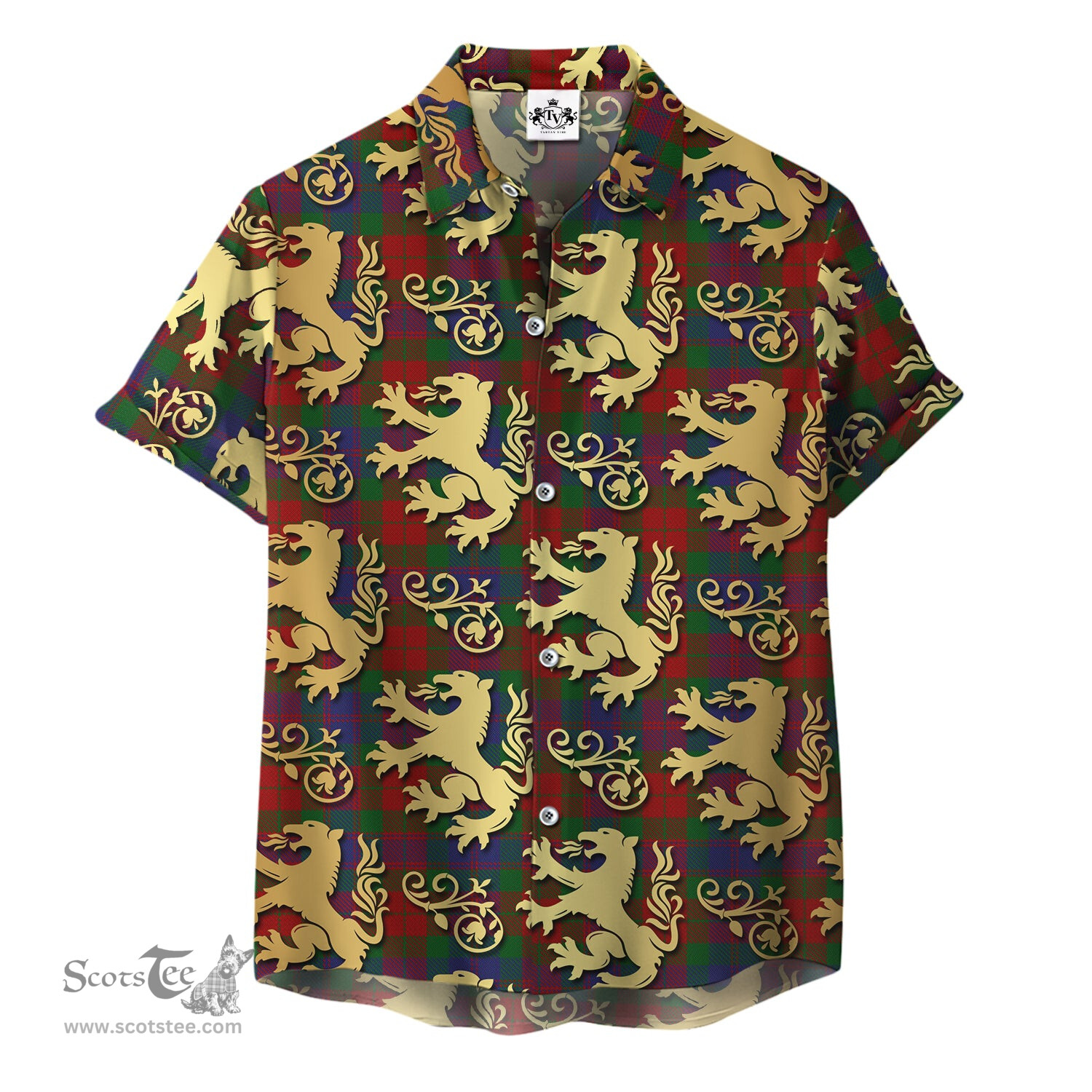 ScotsTee Shop Scottish Fraser of Stratherrick Clan Tartan Lion Rampant Hawaiian Shirt
