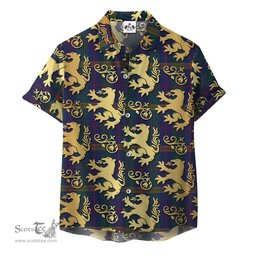 ScotsTee Shop Scottish Jenkins of Wales Clan Tartan Lion Rampant Hawaiian Shirt