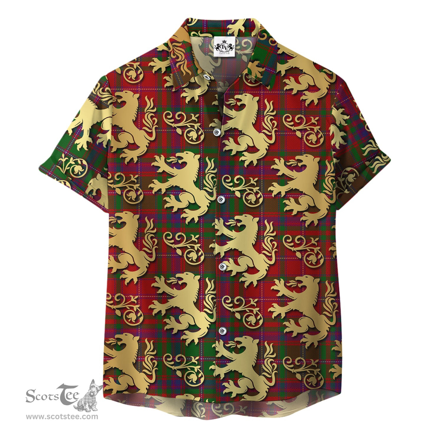 ScotsTee Shop Scottish MacDougall Clan Tartan Lion Rampant Hawaiian Shirt