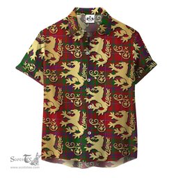 ScotsTee Shop Scottish MacDougall Clan Tartan Lion Rampant Hawaiian Shirt