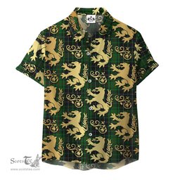 ScotsTee Shop Scottish MacAulay Hunting Clan Tartan Lion Rampant Hawaiian Shirt