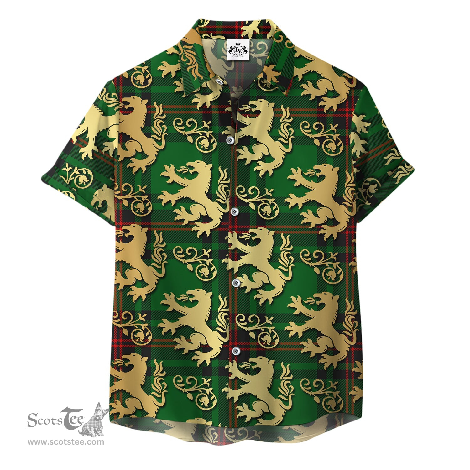 ScotsTee Shop Scottish Lundin Clan Tartan Lion Rampant Hawaiian Shirt