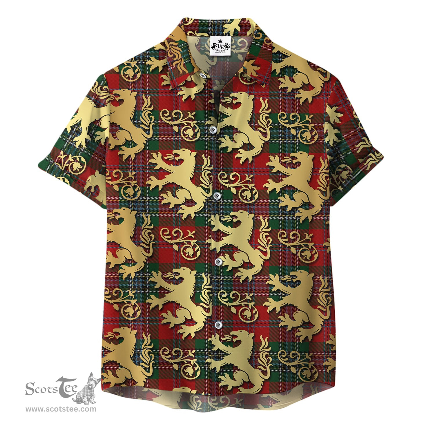 ScotsTee Shop Scottish MacLean Clan Tartan Lion Rampant Hawaiian Shirt