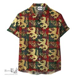 ScotsTee Shop Scottish MacLean Clan Tartan Lion Rampant Hawaiian Shirt