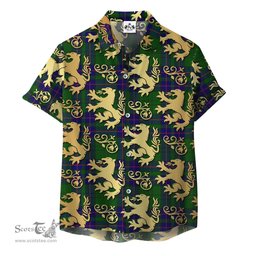 ScotsTee Shop Scottish Lockhart Modern Clan Tartan Lion Rampant Hawaiian Shirt