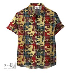 ScotsTee Shop Scottish MacLeay Clan Tartan Lion Rampant Hawaiian Shirt