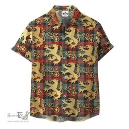 ScotsTee Shop Scottish MacLachlan Weathered Clan Tartan Lion Rampant Hawaiian Shirt