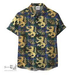 ScotsTee Shop Scottish MacInnes Modern Clan Tartan Lion Rampant Hawaiian Shirt