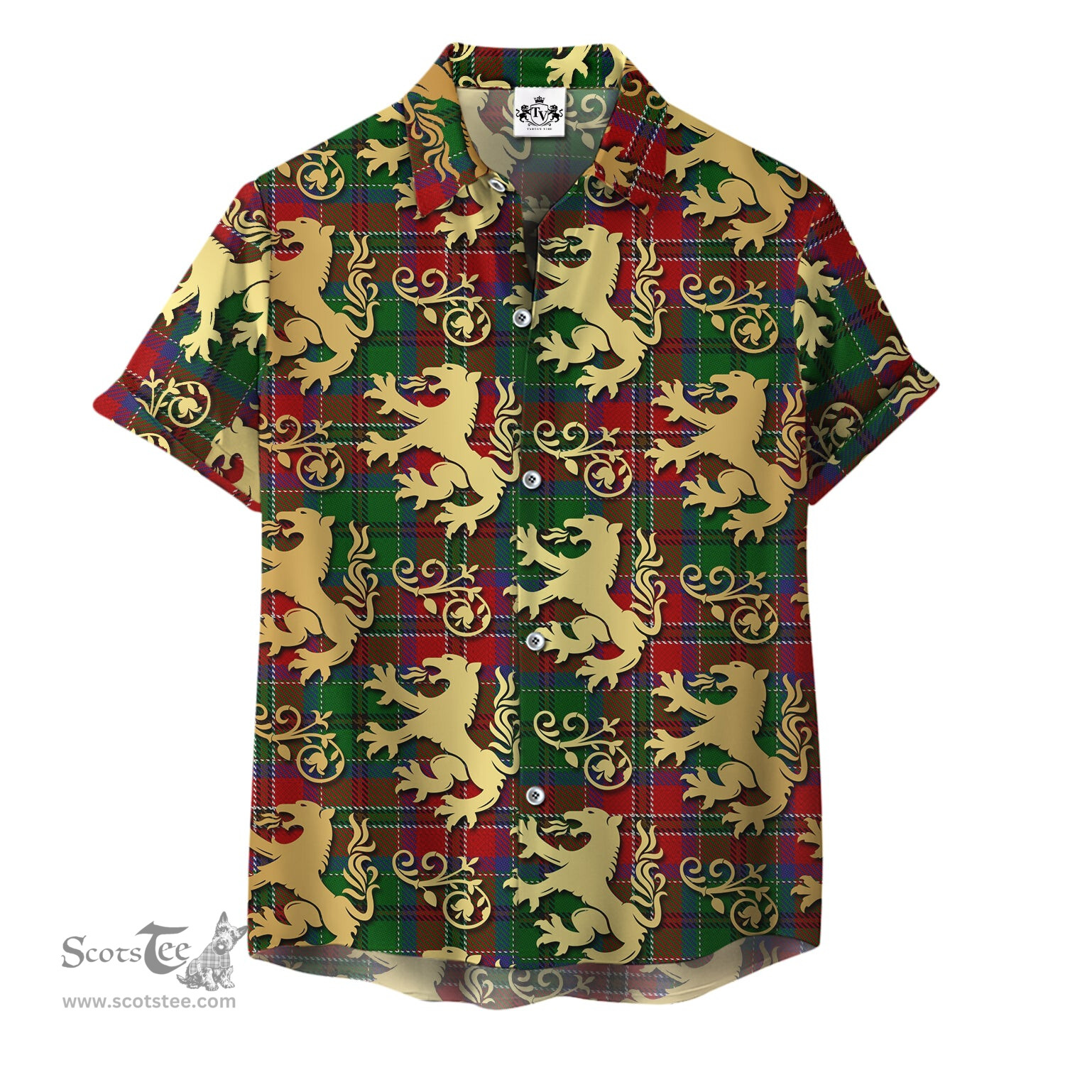 ScotsTee Shop Scottish MacCulloch Clan Tartan Lion Rampant Hawaiian Shirt