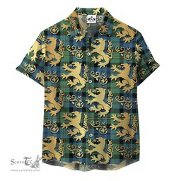 ScotsTee Shop Scottish MacEwen Ancient Clan Tartan Lion Rampant Hawaiian Shirt