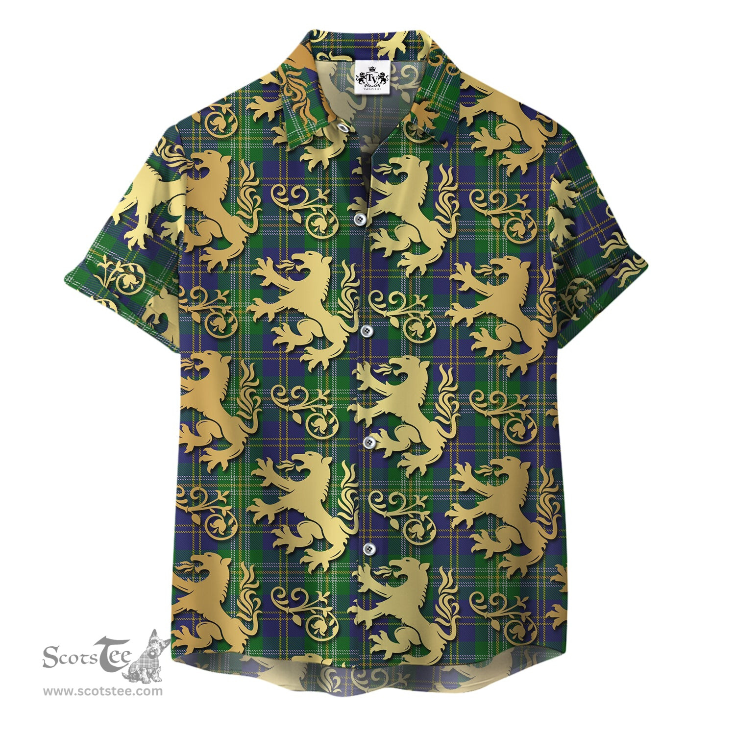 ScotsTee Shop Scottish MacOrrell Clan Tartan Lion Rampant Hawaiian Shirt