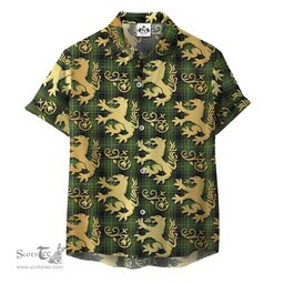 ScotsTee Shop Scottish MacIver Hunting Clan Tartan Lion Rampant Hawaiian Shirt