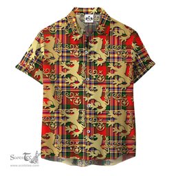 ScotsTee Shop Scottish MacGill Modern Clan Tartan Lion Rampant Hawaiian Shirt