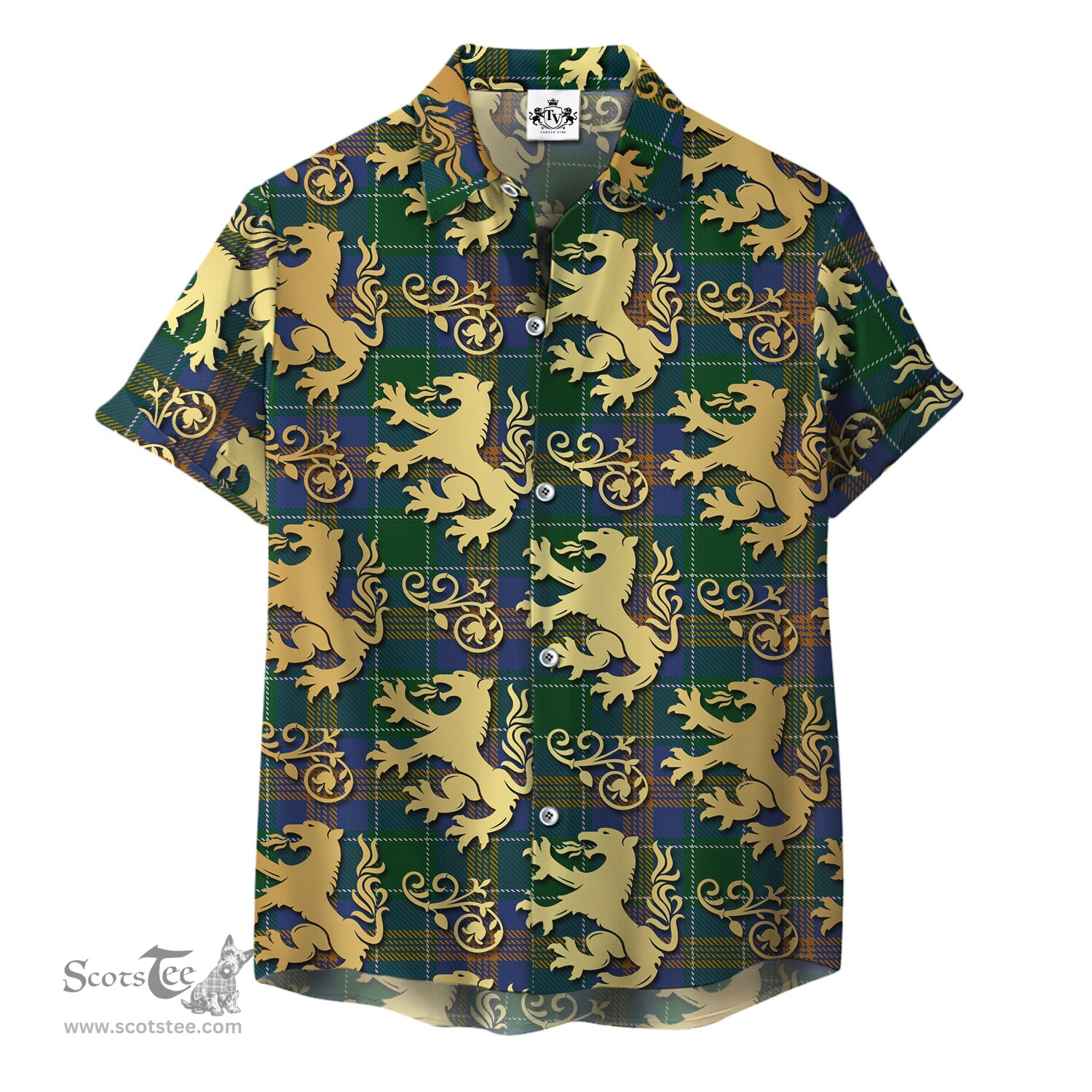 ScotsTee Shop Scottish MacAuliffe-McAucliffe Clan Tartan Lion Rampant Hawaiian Shirt