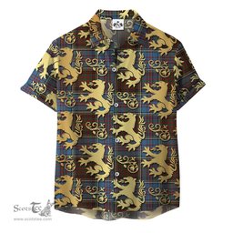 ScotsTee Shop Scottish MacGregor Hastie Clan Tartan Lion Rampant Hawaiian Shirt
