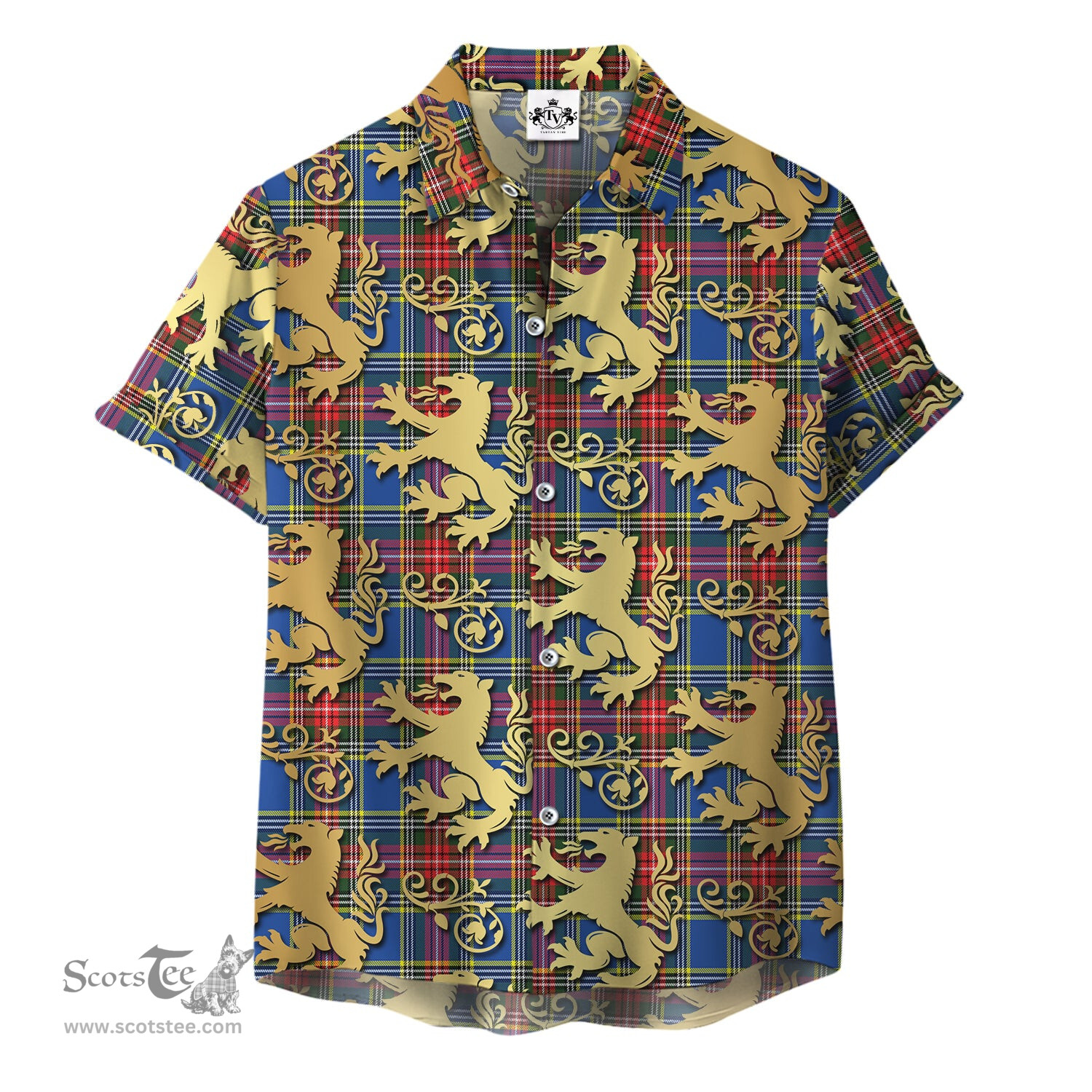 ScotsTee Shop Scottish MacBeth Modern Clan Tartan Lion Rampant Hawaiian Shirt