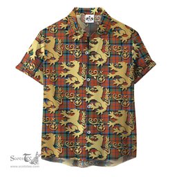 ScotsTee Shop Scottish MacNaughton Ancient Clan Tartan Lion Rampant Hawaiian Shirt