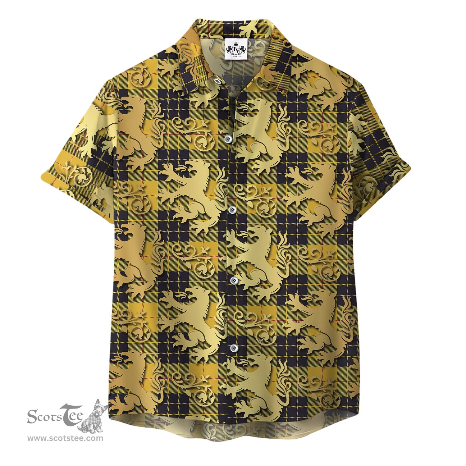 ScotsTee Shop Scottish MacLeod of Lewis Ancient Clan Tartan Lion Rampant Hawaiian Shirt