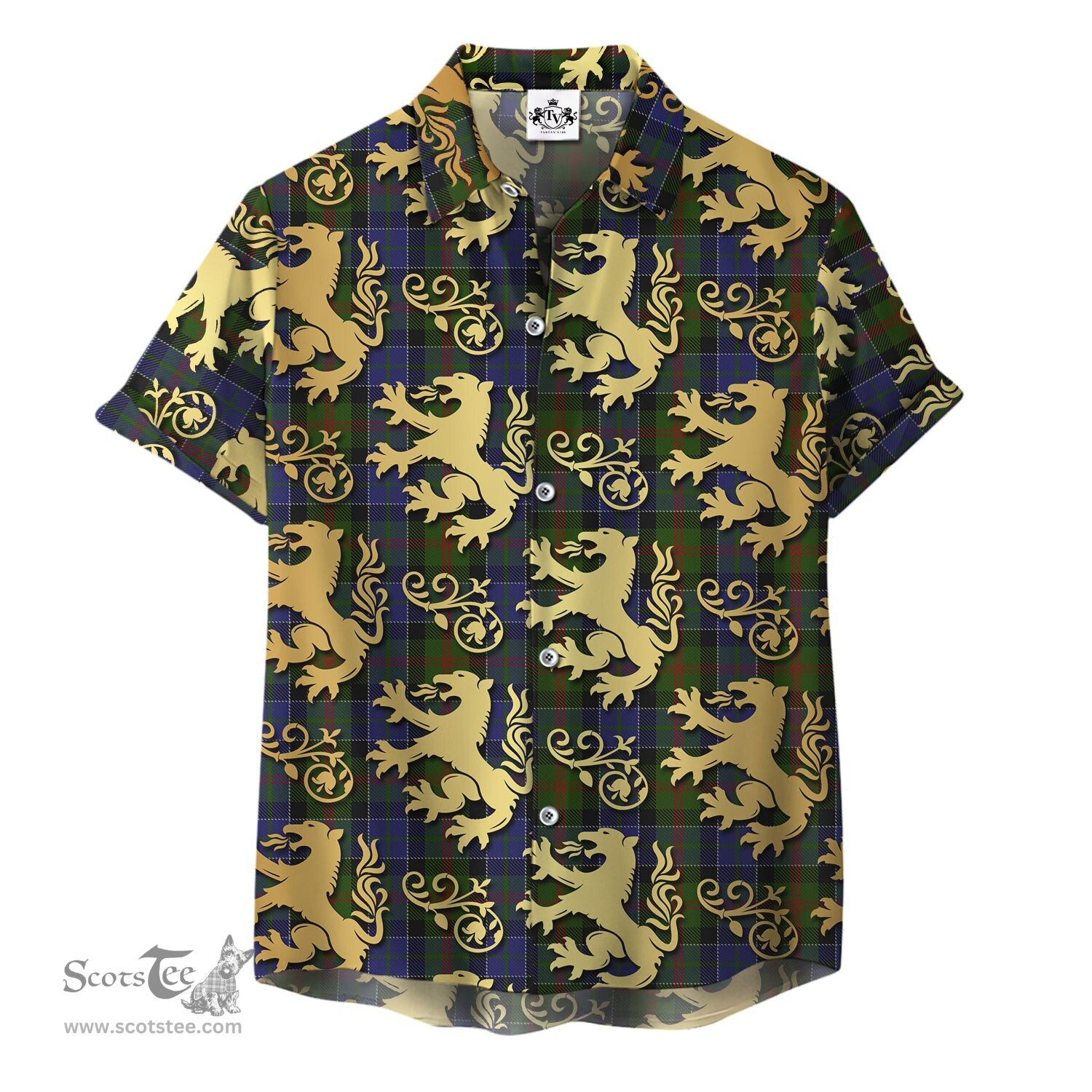 ScotsTee Shop Scottish MacPhedran - MacFadzean Clan Tartan Lion Rampant Hawaiian Shirt