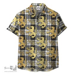 ScotsTee Shop Scottish MacFarlane Black White Ancient Clan Tartan Lion Rampant Hawaiian Shirt