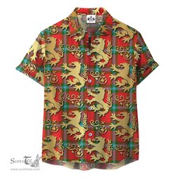 ScotsTee Shop Scottish MacLaine of Loch Buie Clan Tartan Lion Rampant Hawaiian Shirt